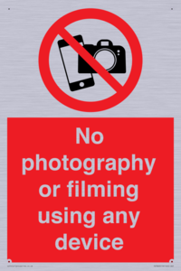 No photography or filming using any device
